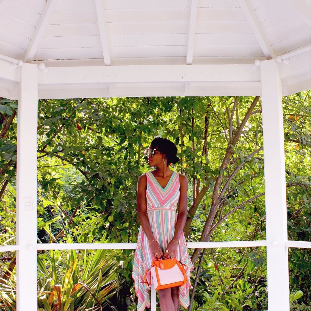 striped picnic table dress